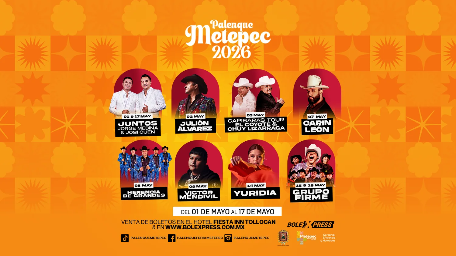 Cartelera general del Palenque de Metepec 2026